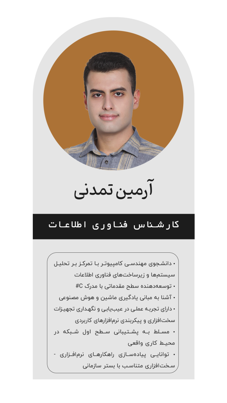 شرکت دانش بنیان بین المللی افتخار مدیران خاورمیانه | کارگزار معاونت علمی و فناوری ریاست جمهوری 21 آرمین تمدنی