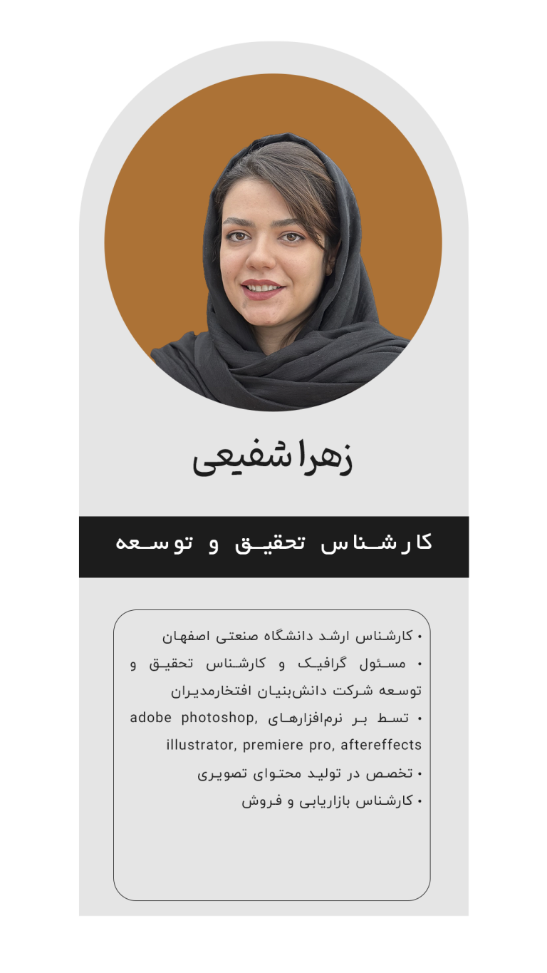 شرکت دانش بنیان بین المللی افتخار مدیران خاورمیانه | کارگزار معاونت علمی و فناوری ریاست جمهوری 19 زهرا شفیعی